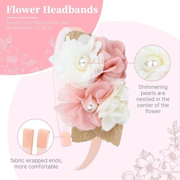 5 Piece Plastic Flower Headbands Kids Teens Girls Toddler Floral Hair Accessorie main image 6